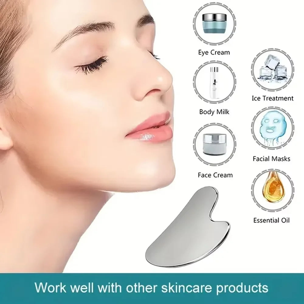 bellisse ™1/3PCS Ice Face Roller Stainless Steel Gua Sha